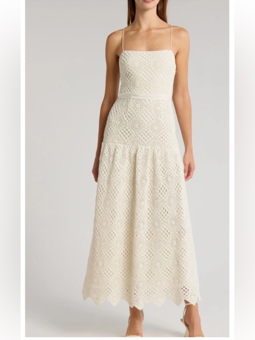 SAYLOR Evangelina (Large) Cream Crochet Cotton Maxi Dress